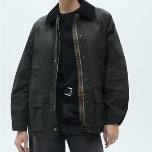 Mango waxed-effect short parka